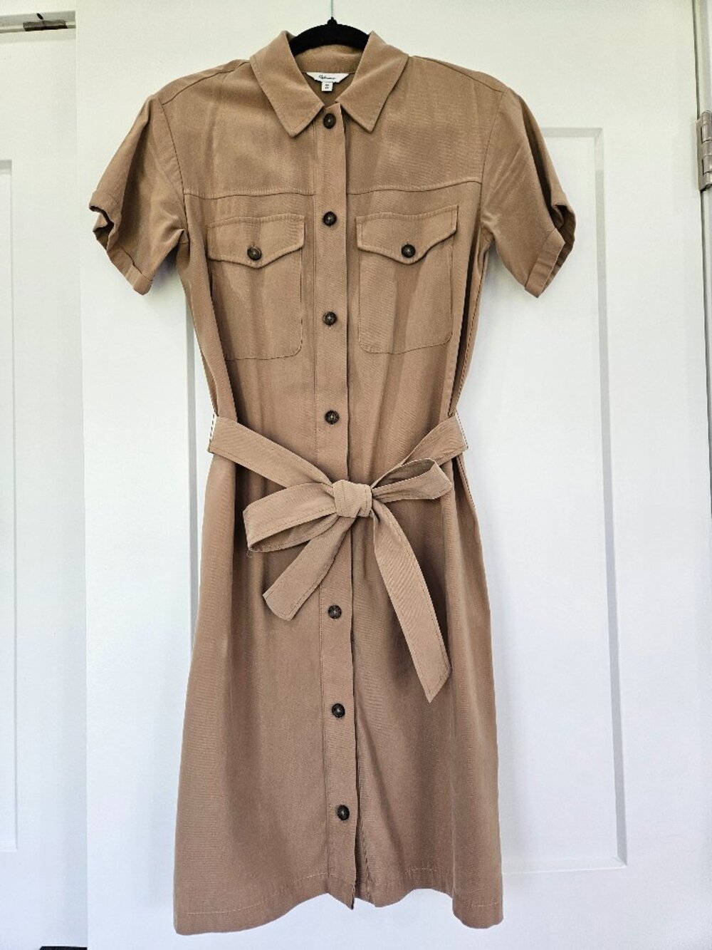 Beige shirtdress with belt
